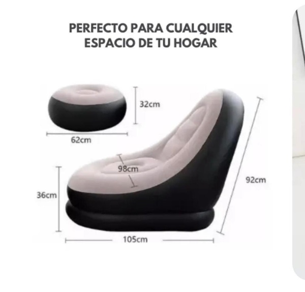 Sofa Inflable Con Reposapies Comodo Portatil Para Sala - Imagen 3